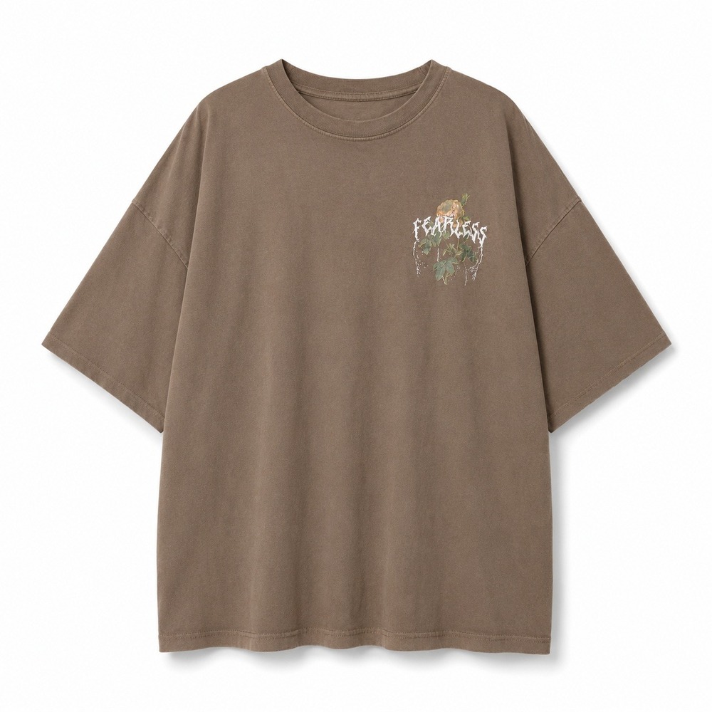 Nova Men Fearless Graphic Tee Mens XXXL Brown Excellent Streetwear Rose Shirt